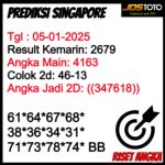 PREDIKSI TOGEL SGP JOSTOTO HARI INI 05 JANUARI 2025