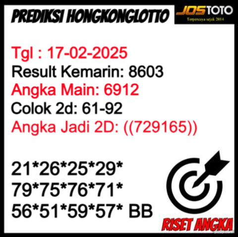 PREDIKSI TOGEL HKLOTTO JOSTOTO