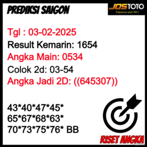 PREDIKSI TOGEL SAIGON JOSTOTO