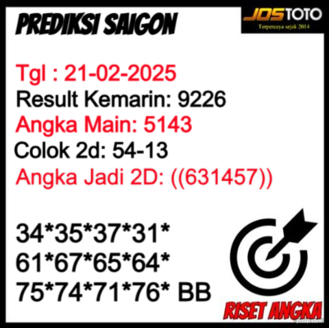 PREDIKSI TOGEL SAIGON JOSTOTO