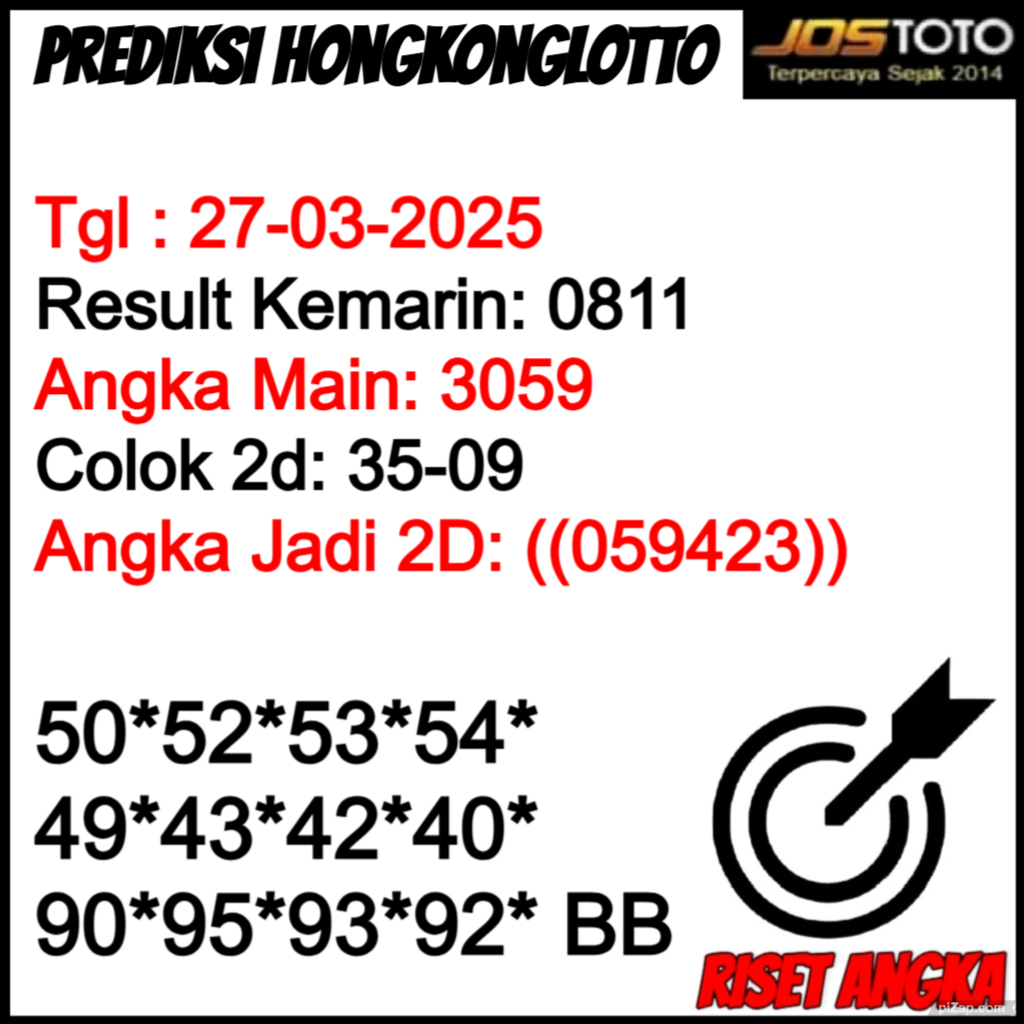 PREDIKSI TOGEL HKLOTTO JOSTOTO HARI INI 27 MARET 2025