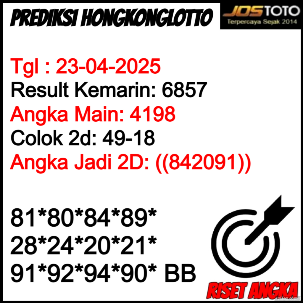 PREDIKSI TOGEL HKLOTTO JOSTOTO HARI INI 23 APRIL 2025