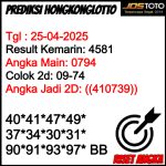 PREDIKSI TOGEL HKLOTTO JOSTOTO HARI INI 25 APRIL 2025