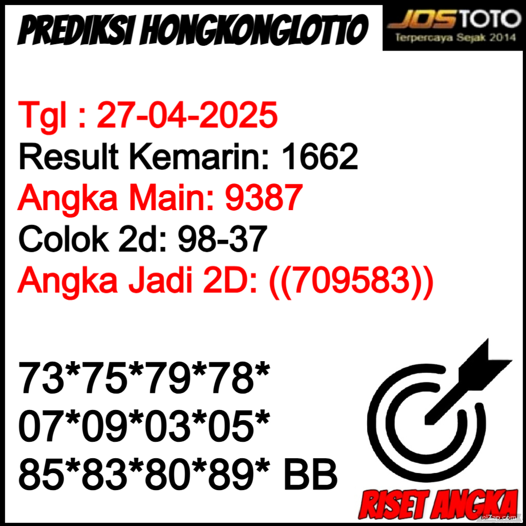 PREDIKSI TOGEL HKLOTTO JOSTOTO HARI INI 27 APRIL 2025