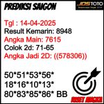 PREDIKSI TOGEL SAIGON JOSTOTO HARI INI 14 APRIL 2025