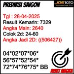PREDIKSI TOGEL SAIGON JOSTOTO HARI INI 28 APRIL 2025