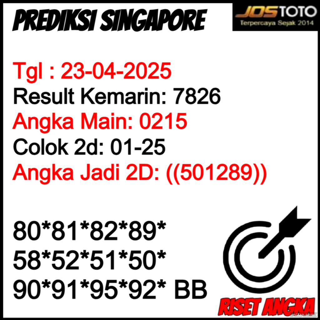 PREDIKSI TOGEL SGP JOSTOTO HARI INI 23 APRIL 2025