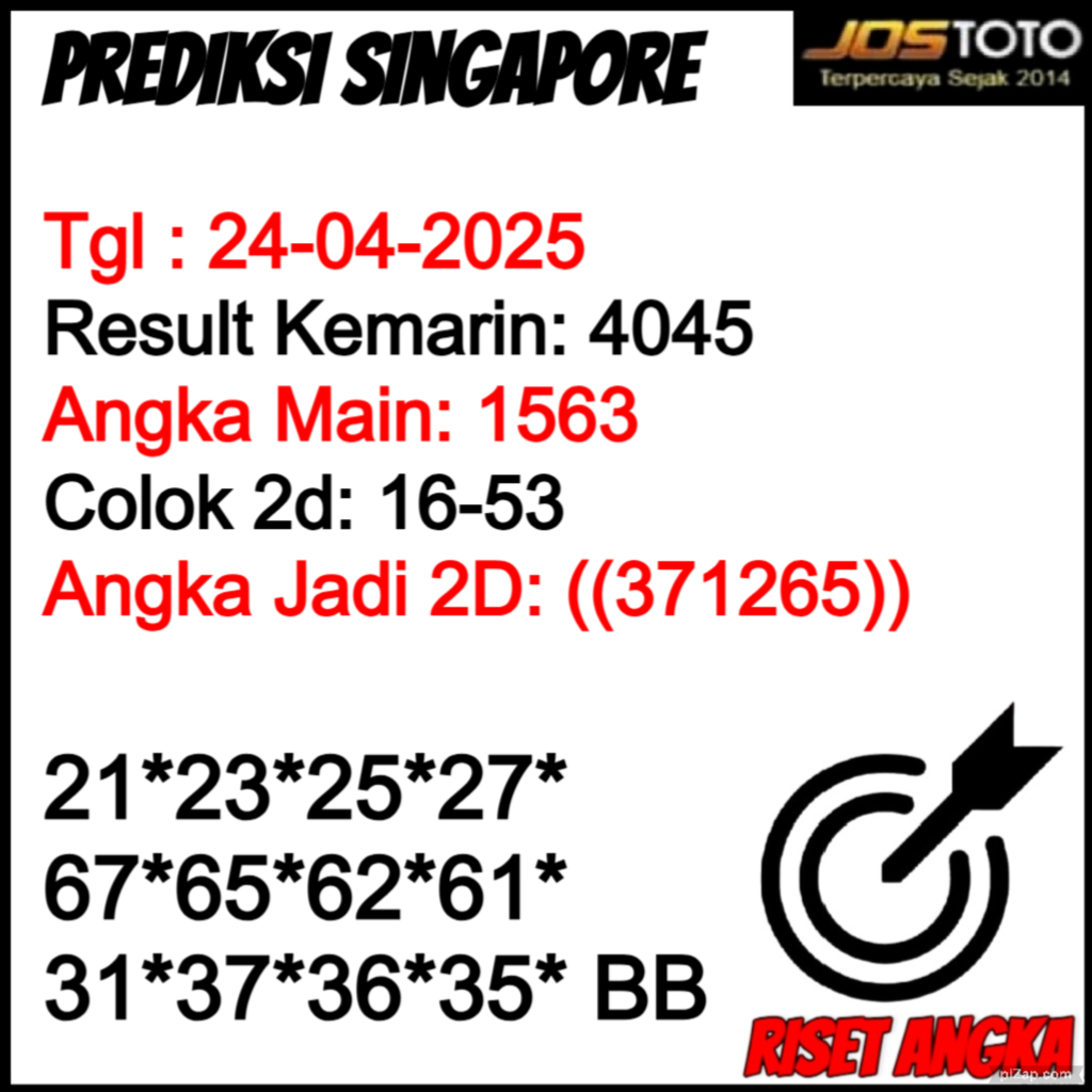 PREDIKSI TOGEL SGP JOSTOTO HARI INI 24 APRIL 2025