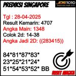 PREDIKSI TOGEL SGP JOSTOTO HARI INI 28 APRIL 2025