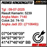 PREDIKSI TOGEL HKLOTTO JOSTOTO HARI INI 09 JULI 2025