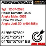 PREDIKSI TOGEL HKLOTTO JOSTOTO HARI INI 12 JULI 2025