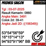 PREDIKSI TOGEL SAIGON JOSTOTO HARI INI 03 JULI 2025