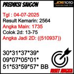 PREDIKSI TOGEL SAIGON JOSTOTO HARI INI 04 JULI 2025