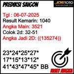 PREDIKSI TOGEL SAIGON JOSTOTO HARI INI 06 JULI 2025
