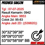 PREDIKSI TOGEL SAIGON JOSTOTO HARI INI 07 JULI 2025