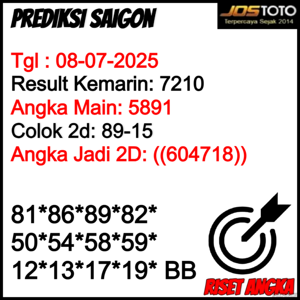 PREDIKSI TOGEL SAIGON JOSTOTO HARI INI 08 JULI 2025