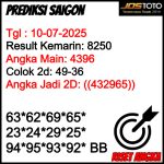 PREDIKSI TOGEL SAIGON JOSTOTO HARI INI 10 JULI 2025