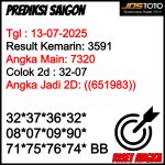PREDIKSI TOGEL SAIGON JOSTOTO HARI INI 13 JULI 2025