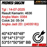 PREDIKSI TOGEL SAIGON JOSTOTO HARI INI 14 JULI 2025