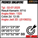 PREDIKSI TOGEL SGP JOSTOTO HARI INI 01 JULI 2025