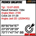 PREDIKSI TOGEL SGP JOSTOTO HARI INI 12 JULI 2025