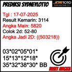 PREDIKSI TOGEL SDYLOTTO JOSTOTO HARI INI 17 JULI 2025